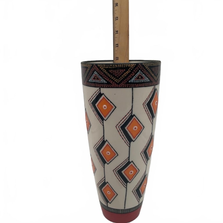 Three Geometric Pattern Ceramic Vases 12" - 2