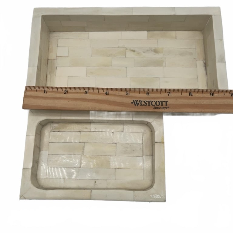 3 Rectangular Inlaid Bone Trays - 4