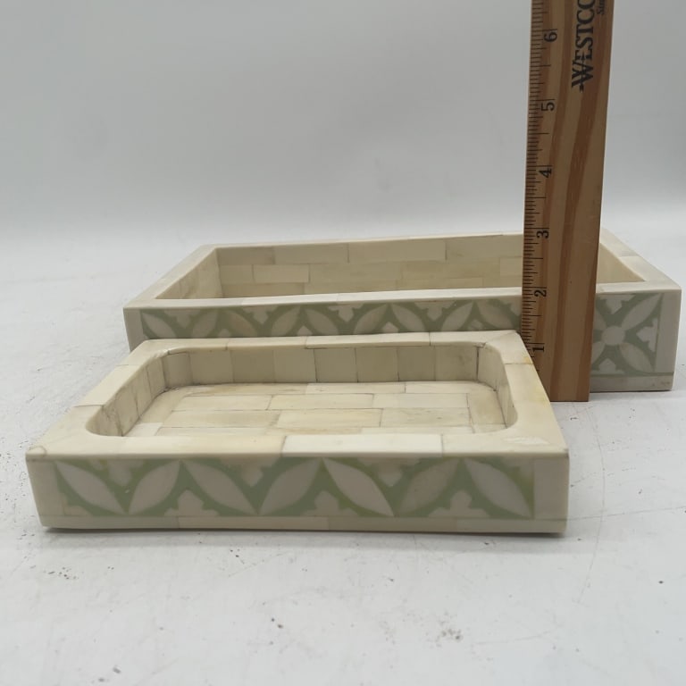 3 Rectangular Inlaid Bone Trays - 5