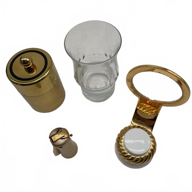 Barware Lot Brass, Crystal, and Glass (1 of 13)