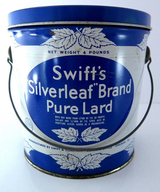 Vintage Swift’s silver leaf Brand Pure Lard Can Tin