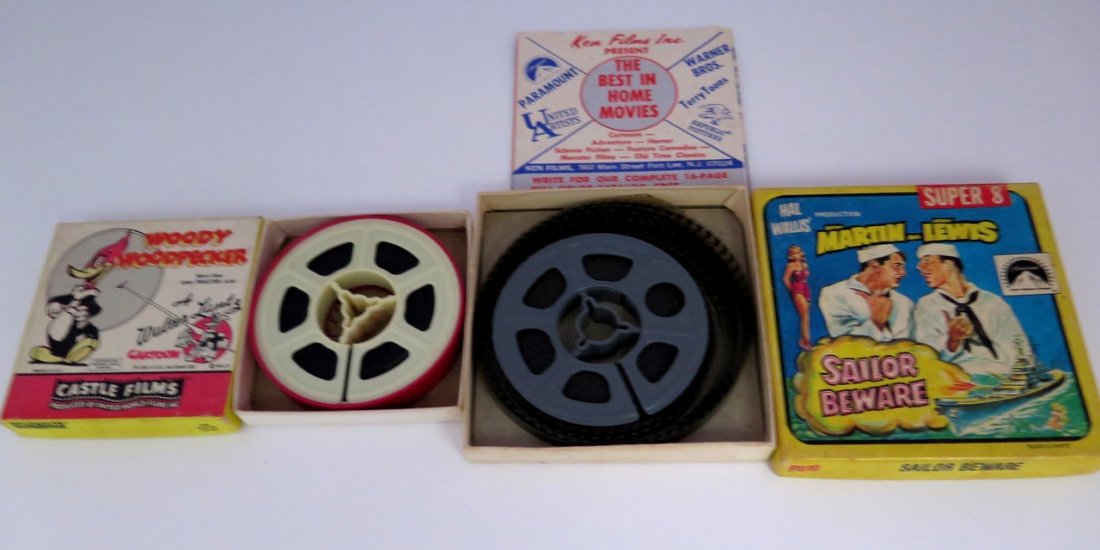 (2) Vintage Movie Reels with Original Boxes Including: (2) Vintage Movie Reels with Original Boxes Including Woody Woodpecker A Walter Lantz Cartoon Made for Sale in the U.S.A or Canada Only – 8 mm Headline Edition By Castle Films – Dean Martin & Jerr