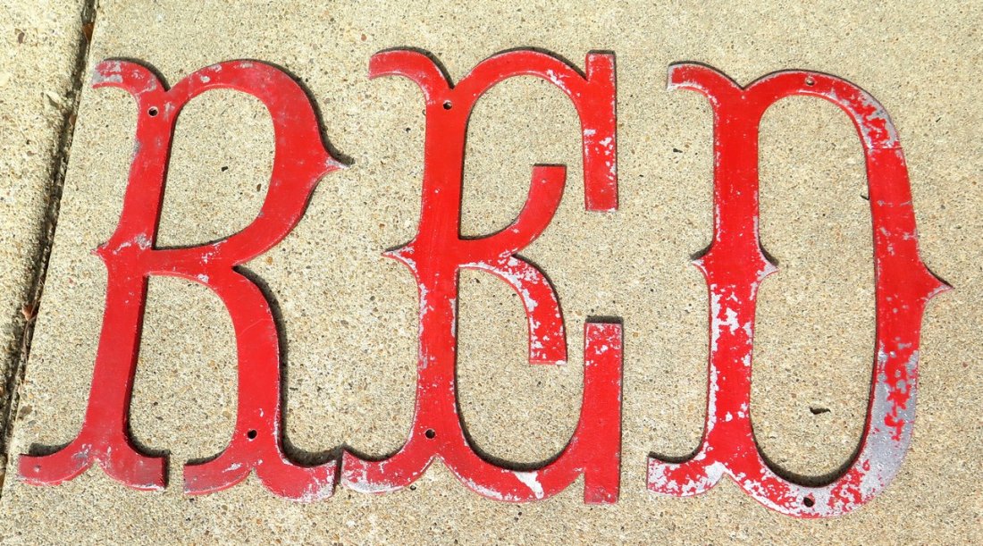 Cast Aluminum Military Salvage Advertising Letters –: Cast Aluminum Military Salvage Advertising Letters – “Red Rifles” – These letters Came From South England – These Letters were salvaged from the New Owners of the Building – These items we