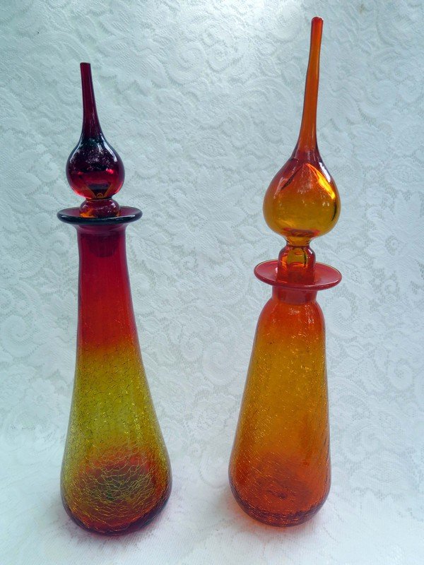 Vintage Tangerine Amberina Decanters (1 of 3)
