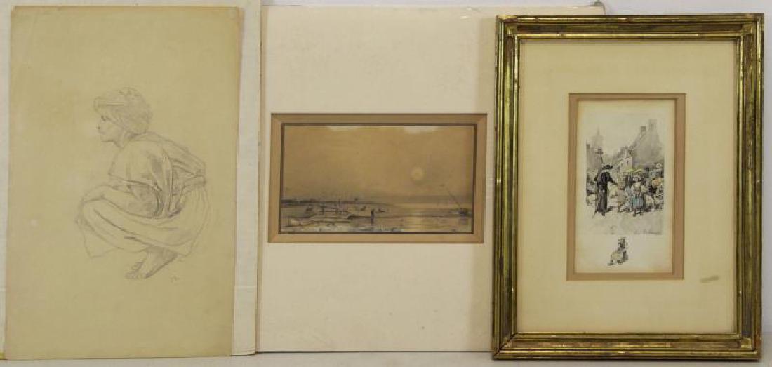 Lot of Three 19th C. French Drawings. (1 of 6)