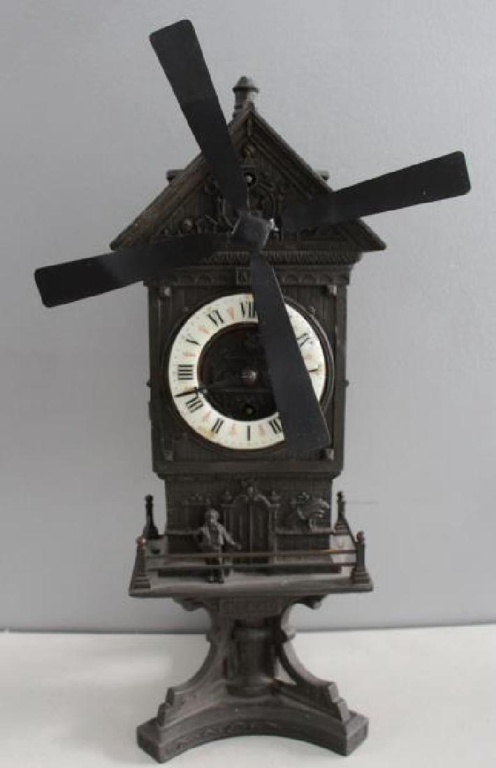 Patinated Metal "Mount Jolly" Windmill Clock. (1 of 8)
