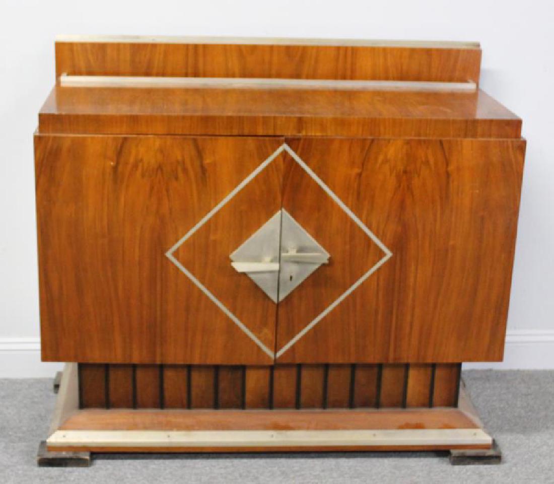 Art Deco 2 Door Cabinet with Fluted Base and Steel (1 of 8)