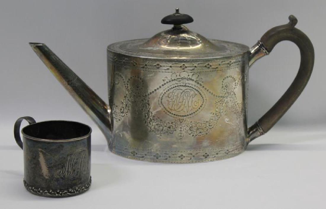 SILVER. George IV English Silver Teapot. (1 of 10)