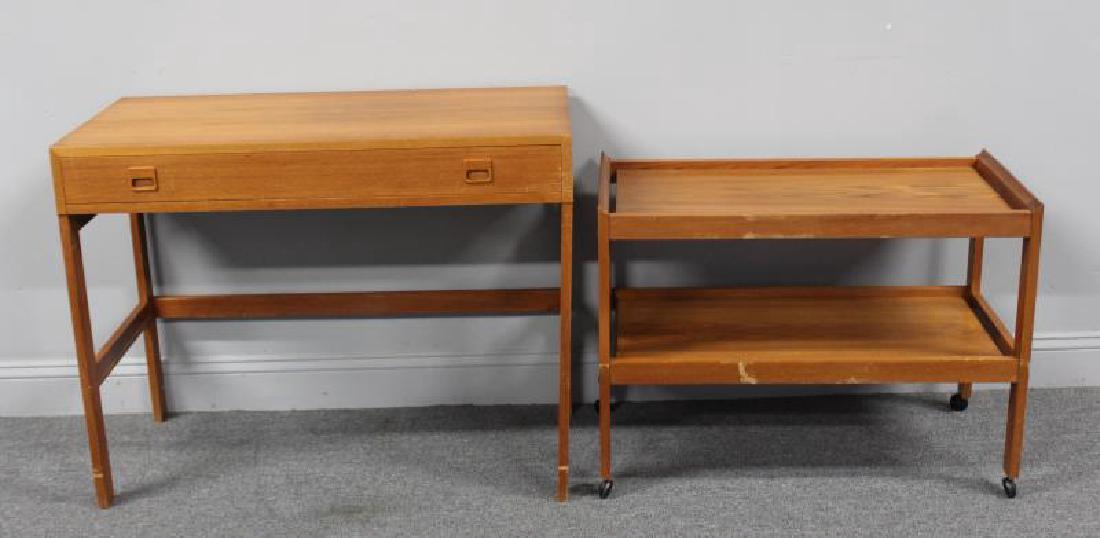 Midcentury Danish Teak Desk / Server with Caddy. (1 of 4)