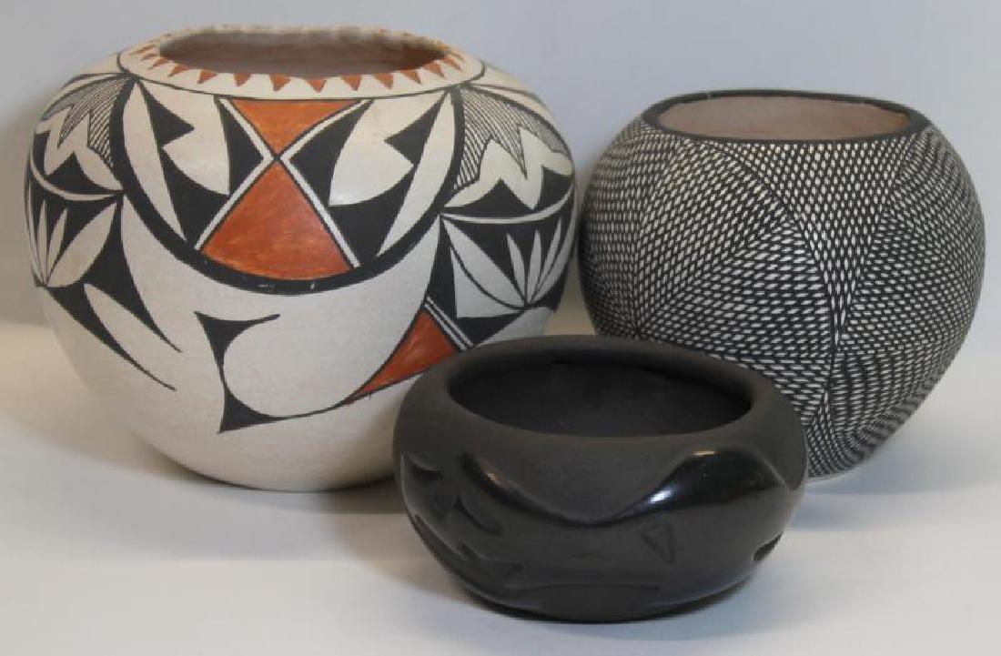 2 Acoma Pottery Vases, and 1 Santa Clara Vase. (1 of 8)