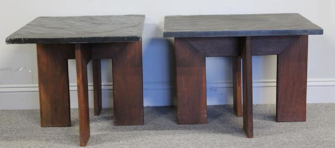 Pair of Midcentury Slate Top Tables. (1 of 5)