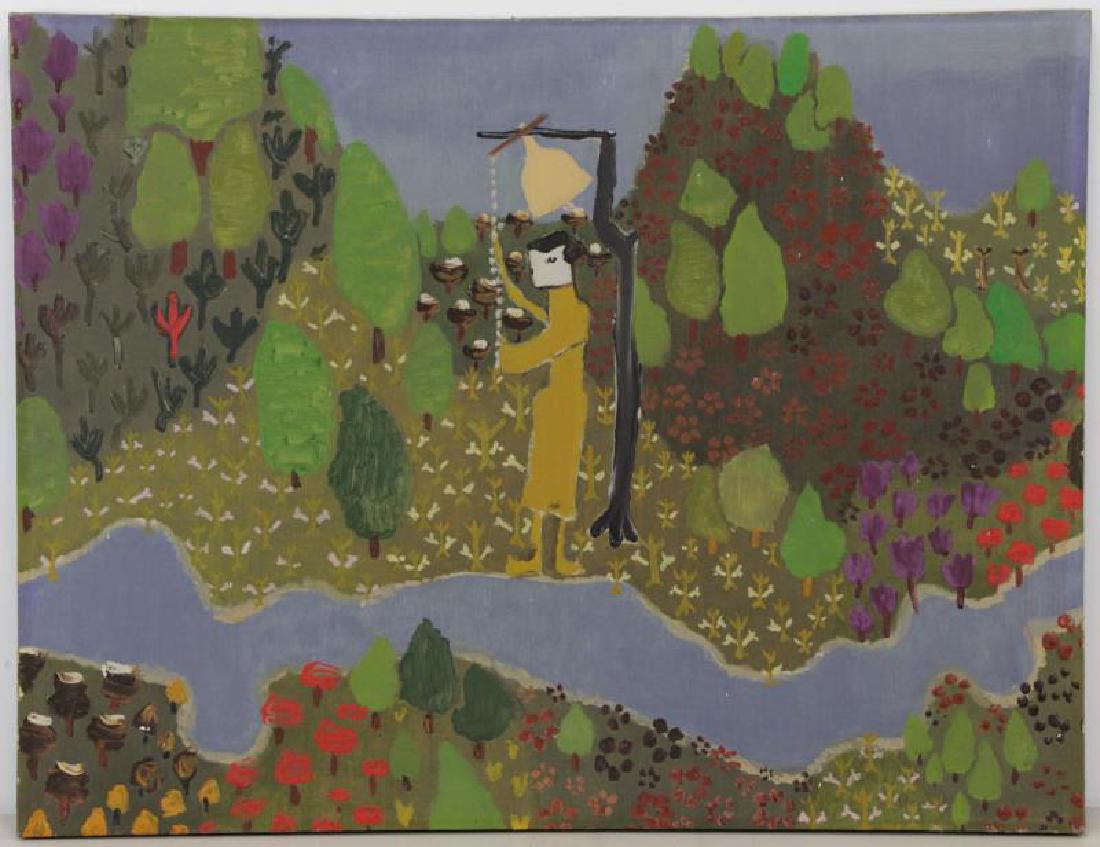 KEMENY, Zoltan. Oil on Canvas. Woman Ringing Bell,: 1947. Signed lower right at edge beneath frame, dated verso. Zoltan Kemeny (Swiss, 1907 - 1965). From the estate of a New York gallerist. - Dimensions: 26" high x 34" wide.