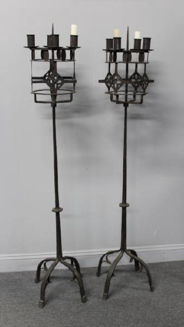 Pair of Wrought Iron Torchieres. (1 of 7)