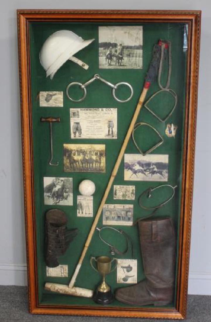 Shadow Box of Assorted Equestrian Collectibles. (1 of 4)