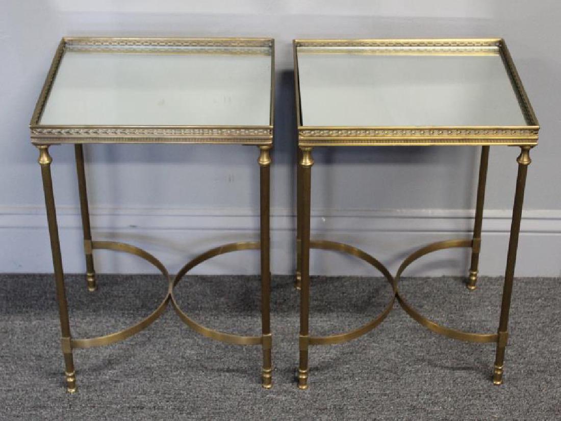 Pair of Diminutive Mirror Top Brass End Tables. (1 of 4)