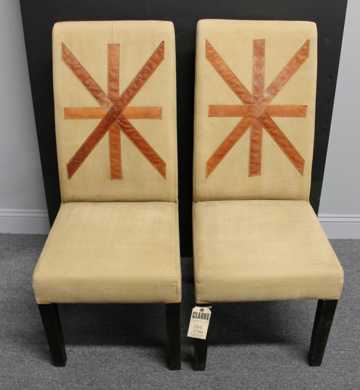 Pair of Upholstered Highback Chairs with Applied (1 of 4)