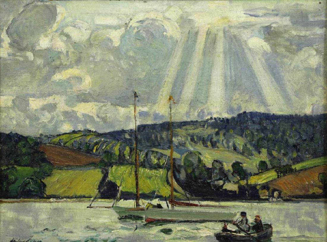 LEVER, Hayley. Oil on Board. Boats Near the Coast. (1 of 8)