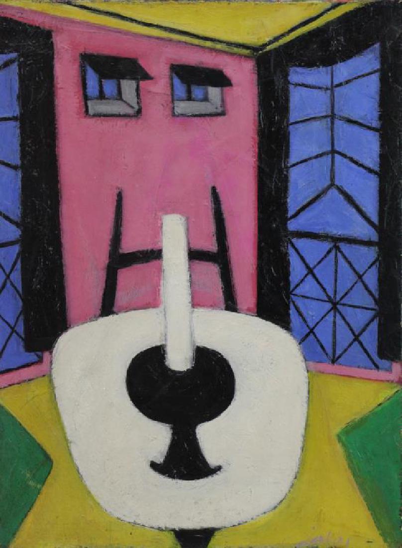 JENKINS, Norman. Oil on Canvas. Interior Still: Life with Candle. Signed lower right, further signed or inscribed on stretcher verso. Norman Jenkins (b. 1927). - Dimensions: 24" high x 18" wide.