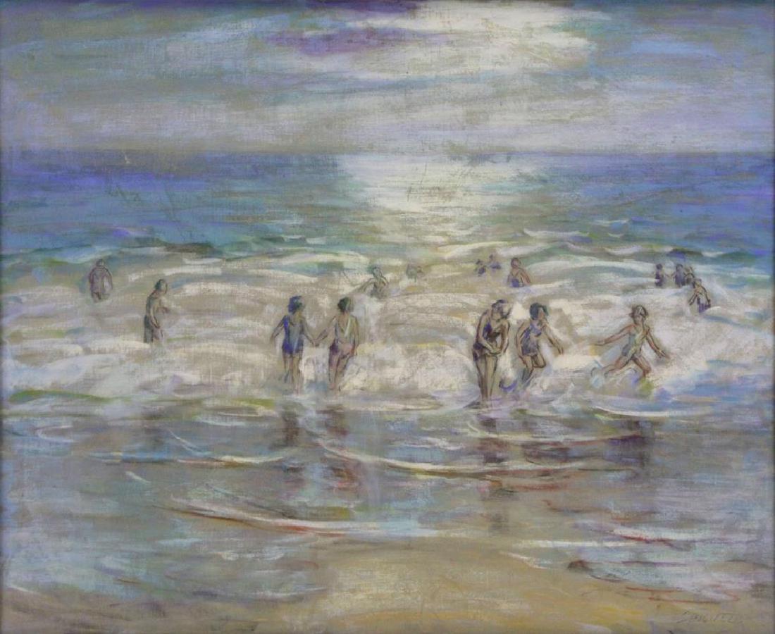 SPICUZZA, Francesco. Pastel on Canvas. Beach Scene (1 of 6)