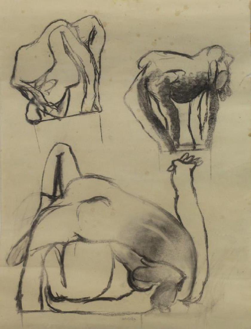 WHITELEY, Brett. Charcoal on Paper. Figure Study. (1 of 5)