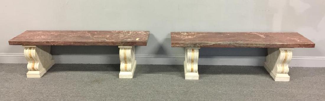 Pair of Classical Style Marble Benches. (1 of 4)