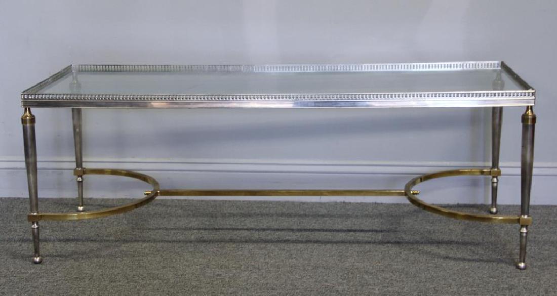 Neoclassical Style Chrome and Brass Coffee Table (1 of 4)
