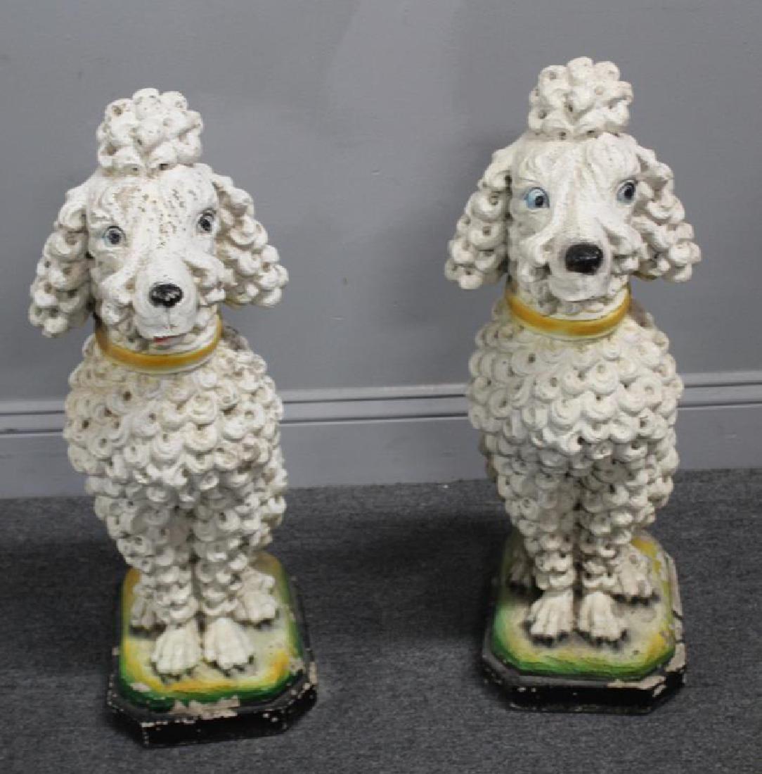 Pair of Decorative Cement Poodle Dog Ornaments. (1 of 7)