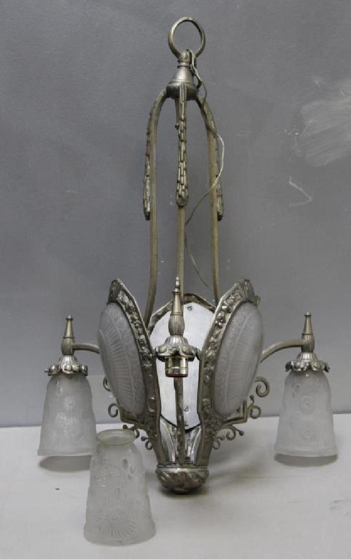 French Lalique Style Art Deco Chandelier. (1 of 6)
