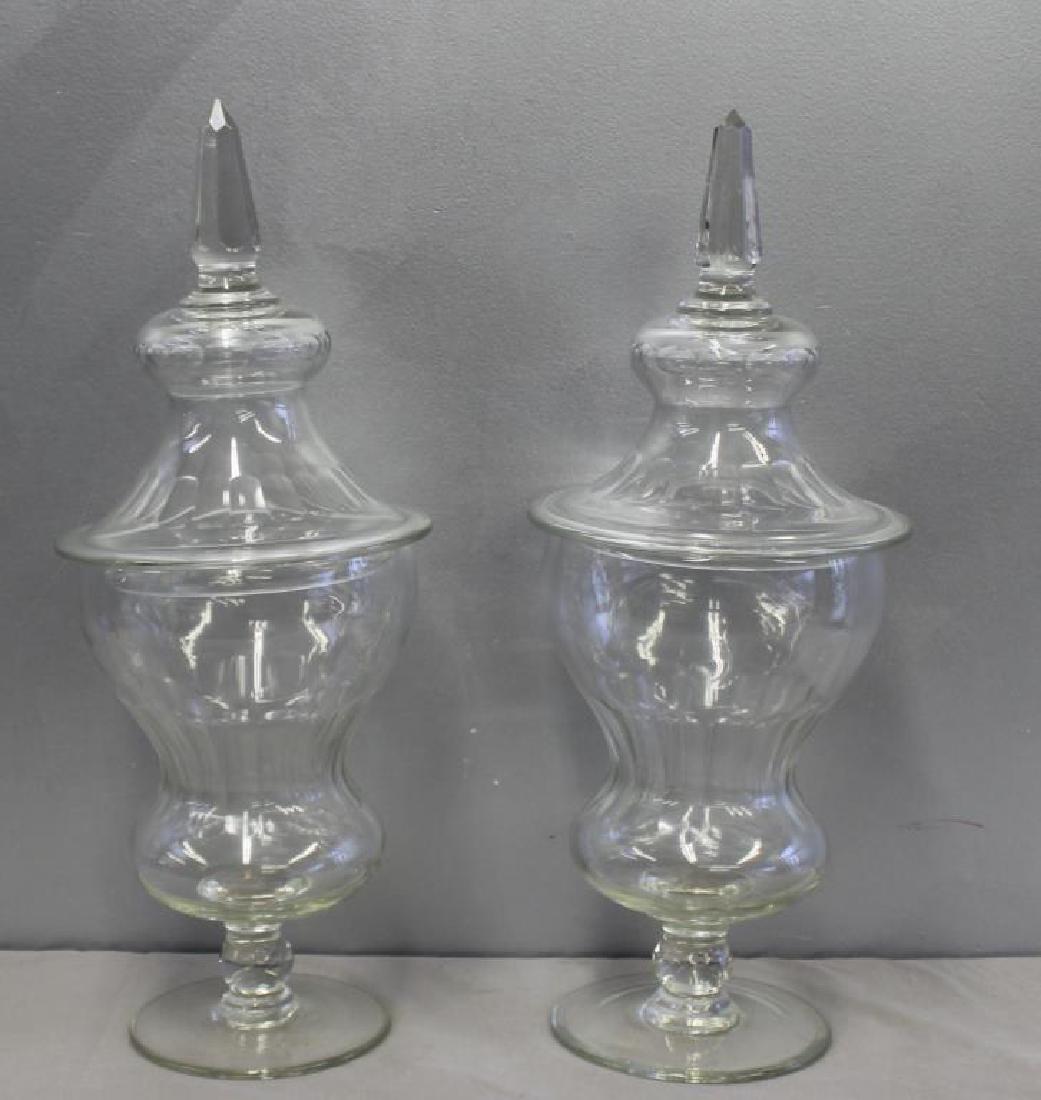 Pair Of Antique Venetian Etched Glass Lidded (1 of 6)