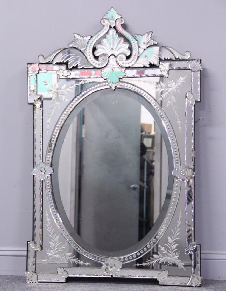 Antique Etched Glass Venetian Mirror. (1 of 5)