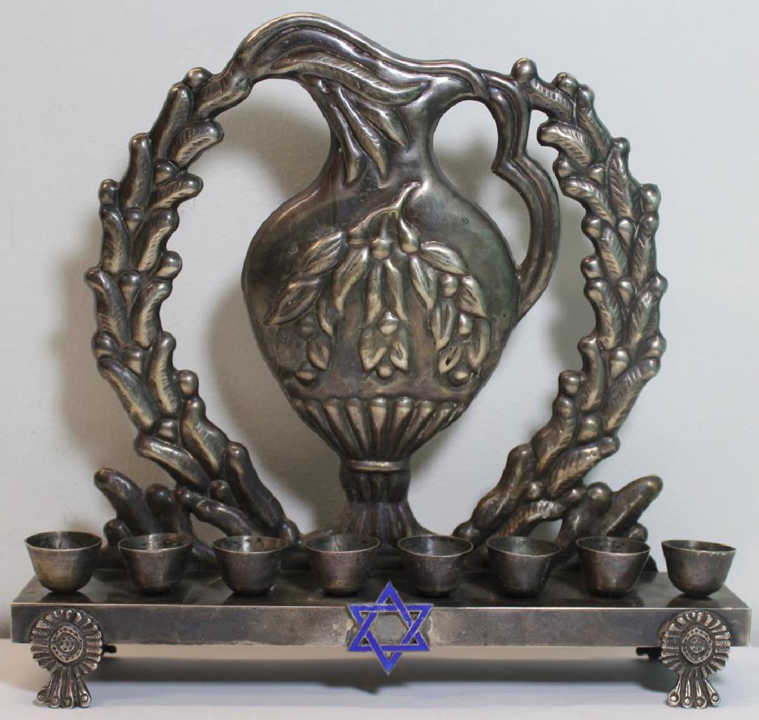 JUDAICA. Mid 19th C Russian Silver Menorah. (1 of 5)
