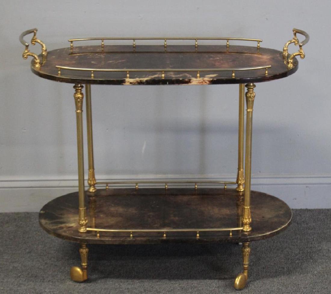 Midcentury Aldo Tura Goatskin Bar Cart. (1 of 3)