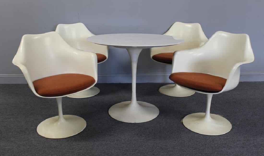 Eero Saarinen; Knoll Tulip Dining Set with Marble. (1 of 4)