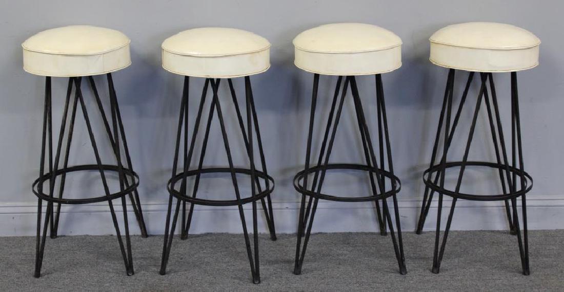 Set of 4 Midcentury Stools with Iron Bases. (1 of 5)