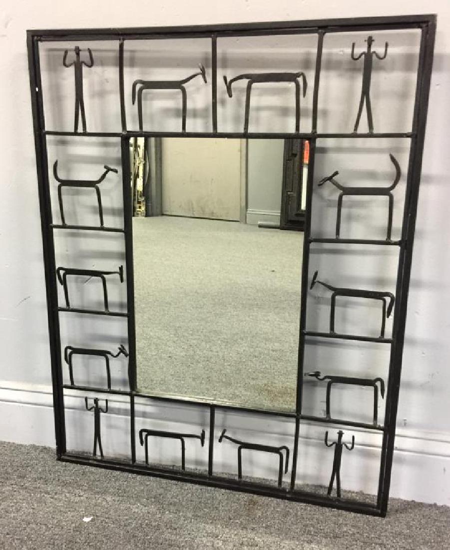 Vintage Folk Art Style Mirror with Figural Frame. (1 of 3)