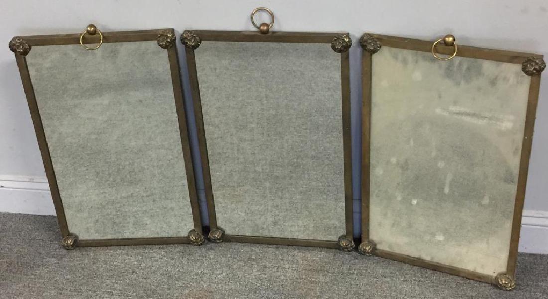 Set of 3 Vintage Brass Mirrors with Lion's Heads. (1 of 5)
