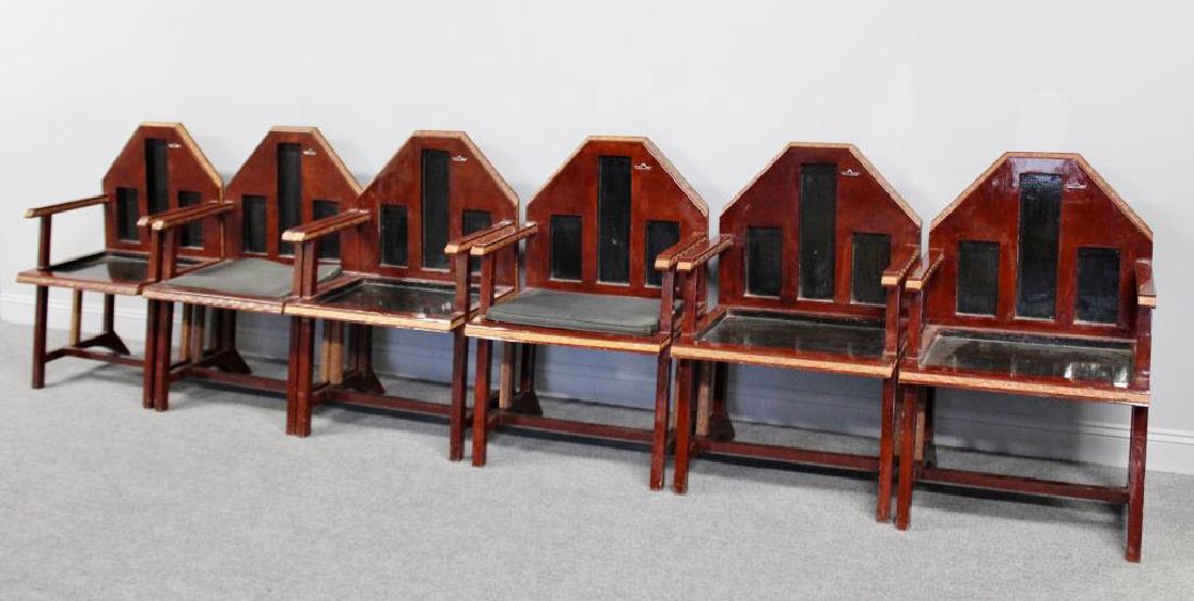 Set of 6 Art Deco Lacquered Embassy Chairs.: Originally from the Chinese Embassy in Paris circa 1928. From a Madison Ave, NYC location. - Dimensions: 25" w x 19" w x 37.75" h.
