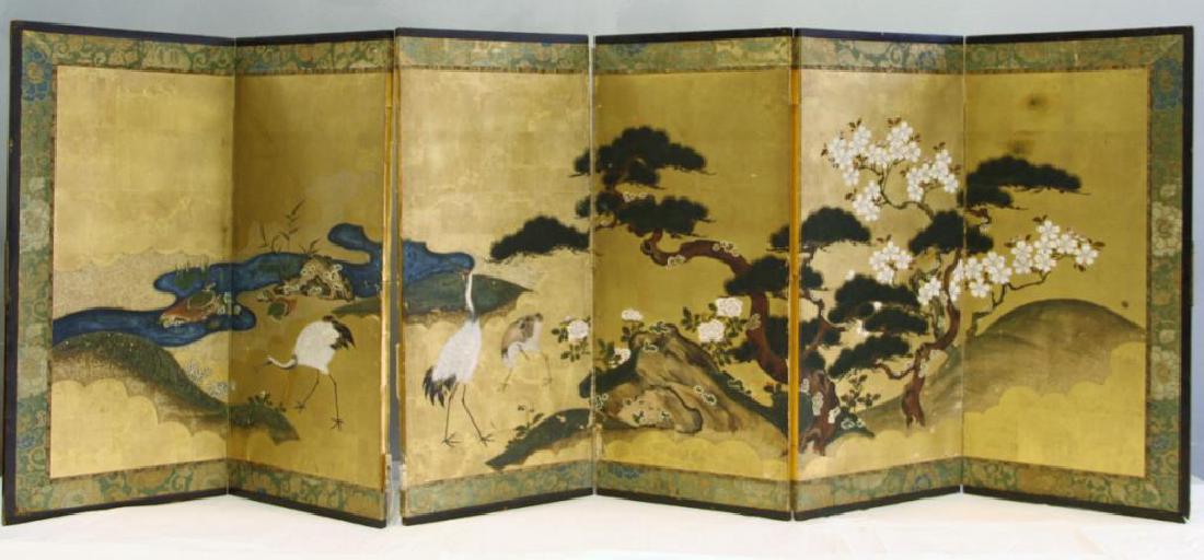 Japanese Kano Style Six Panel Screen. (1 of 10)