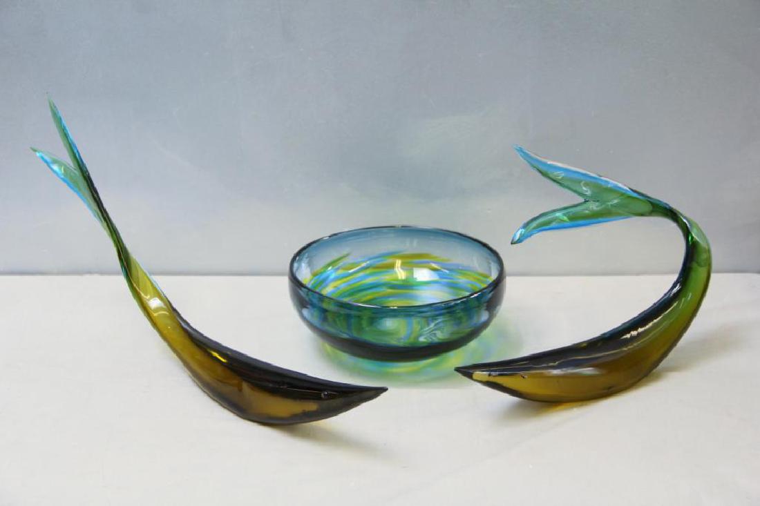 Grouping of 3 Pieces of Signed Art Glass. (1 of 8)