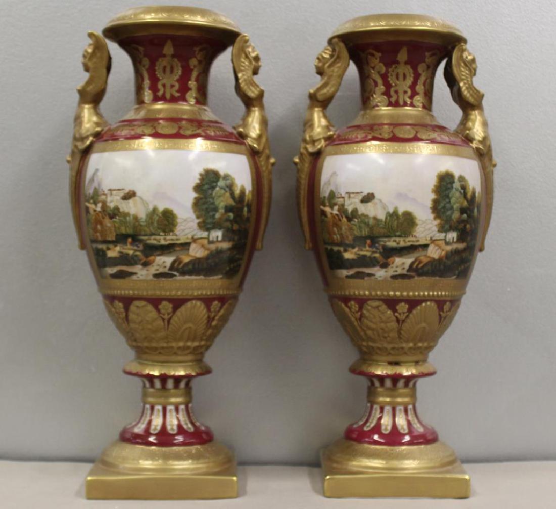 Pair Of Limoges Signed Porcelain Urns . (1 of 7)