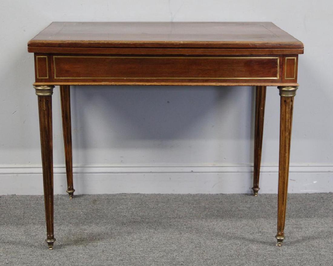 Louis XVI Brass Inlaid Lift Top Game Table. (1 of 7)