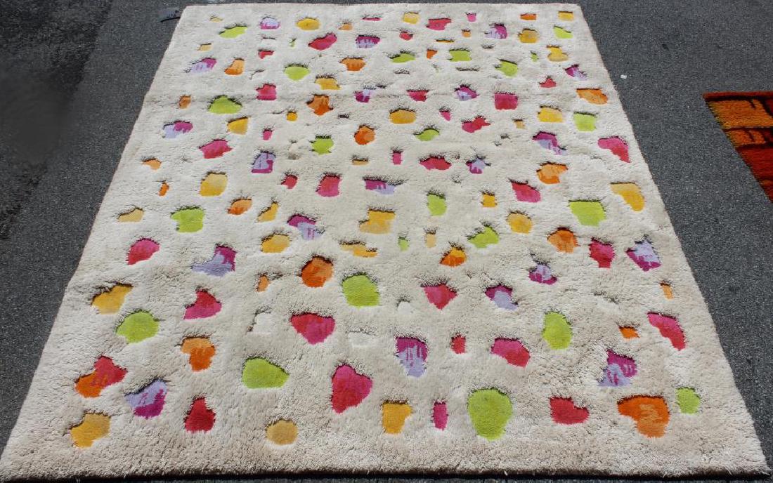 Colorful Midcentury Edward Edward Fields Rug.: From a Valhalla, NY estate. - Dimensions: 9' 2" x 7' 4"