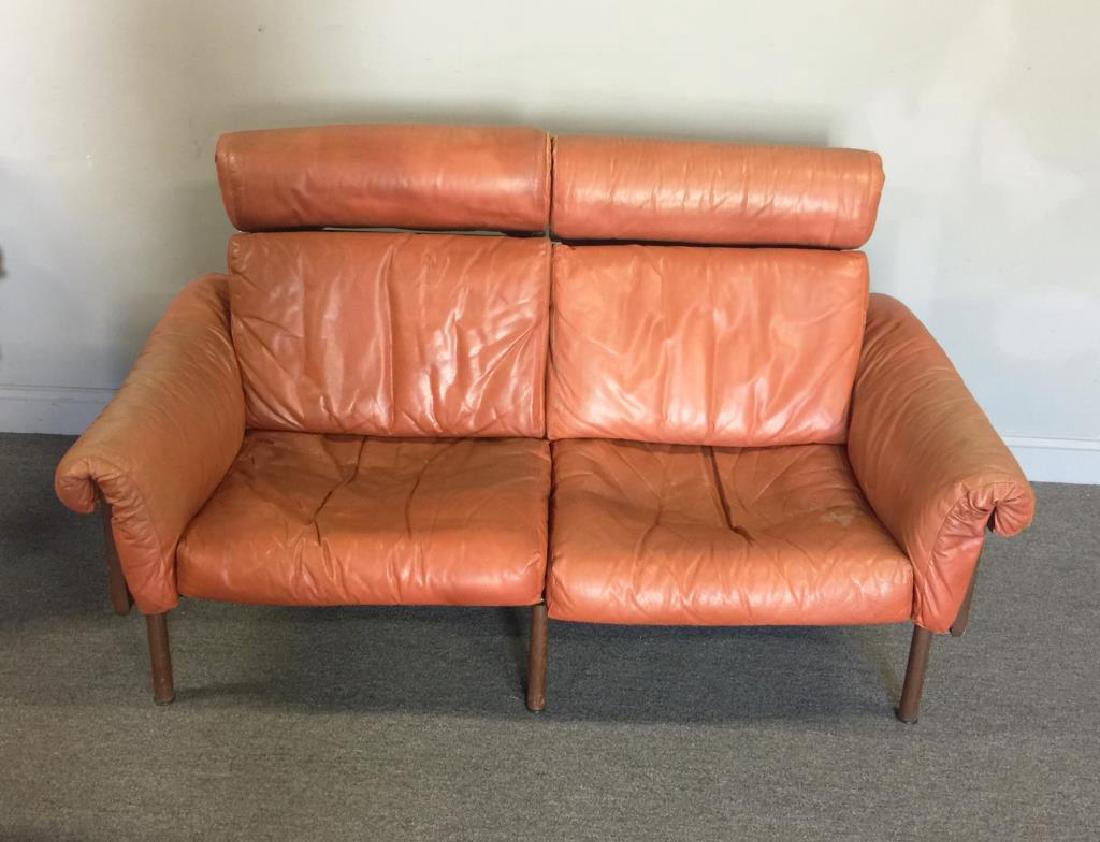 Midcentury Yrjo Kukkapuro; Haimi Leather Settee. (1 of 4)