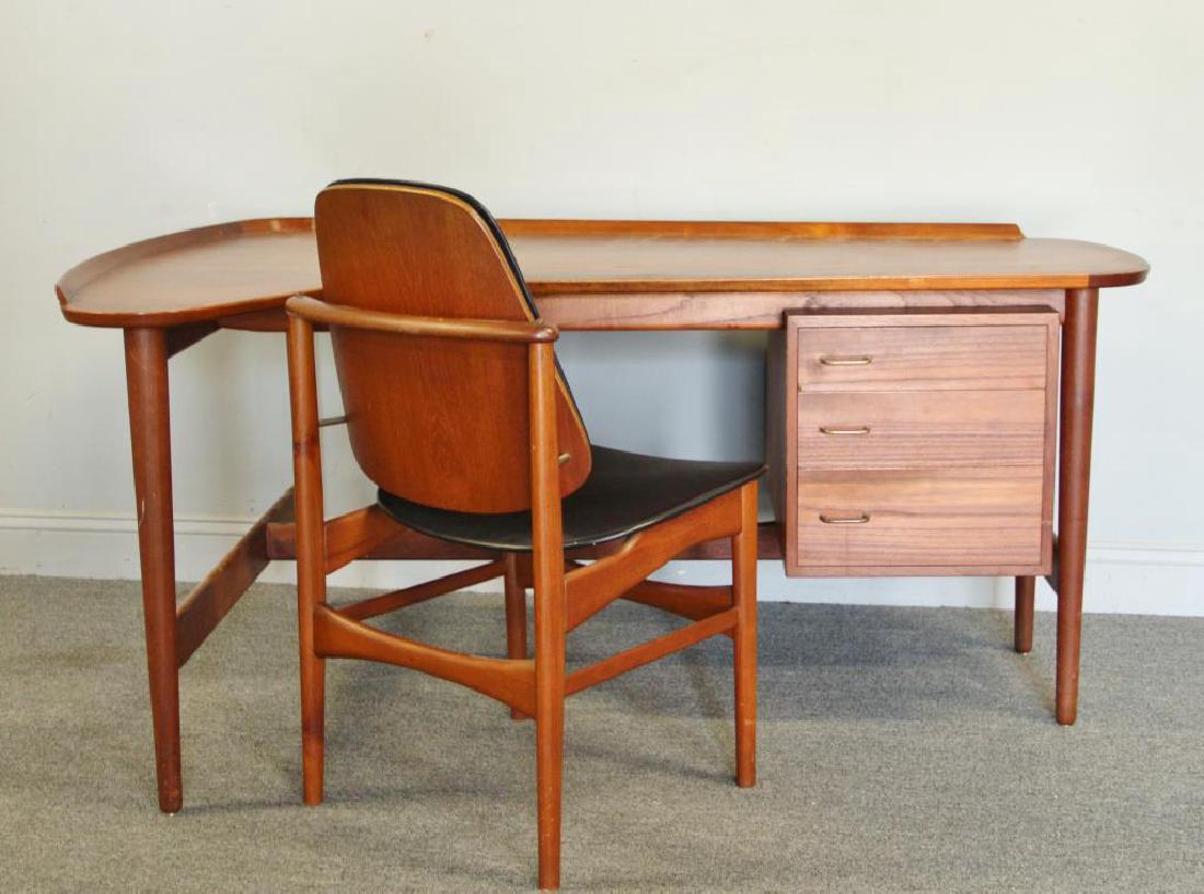 Danish Arne Vodder Teak Desk with Desk Chair. (1 of 8)