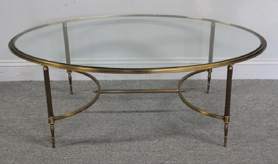 Oval Brass Cocktail Table with Glass Top. (1 of 4)