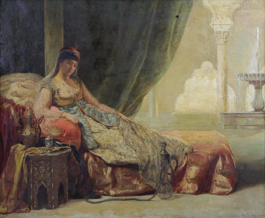 19th Century. Orientalist Oil on Canvas \"The Harem (1 of 8)