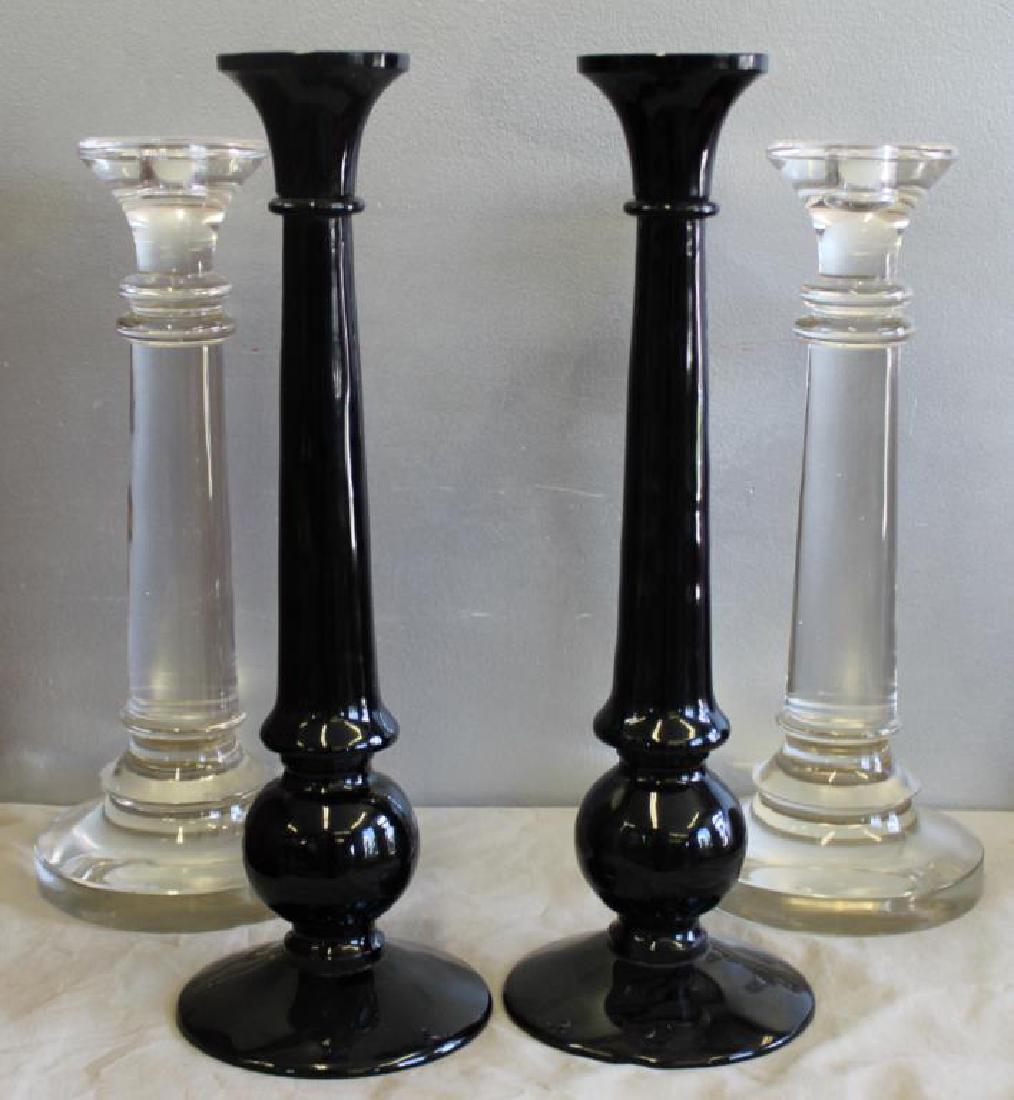 2 Pairs of Glass Candlesticks. (1 of 3)