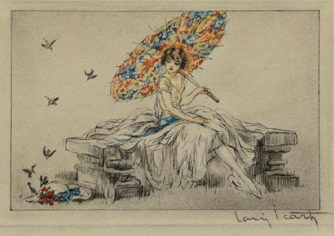 ICART, Louis. Watercolor & Charcoal on Paper. (1 of 5)