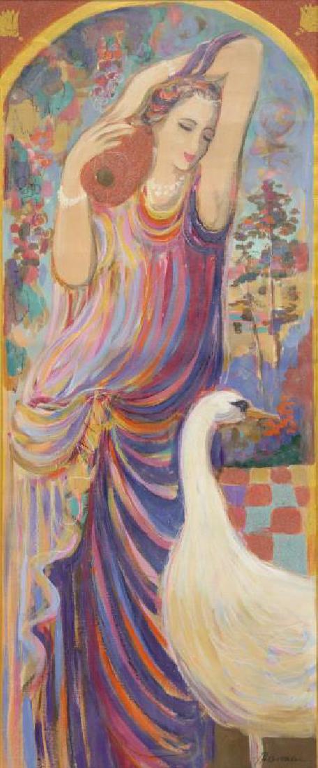 MAIMON, Isaac. Mixed Media on Canvas. Woman with (1 of 5)