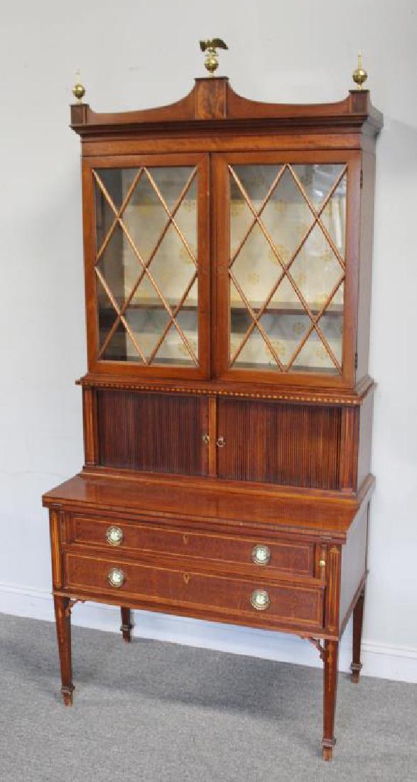 Antique Sheraton Style Mahogany Secretary with (1 of 7)